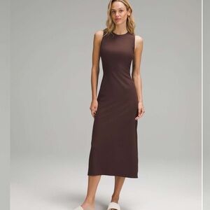 Lululemon Athletica Espresso Ribbed Sleeveless Midi Dress - Size 10